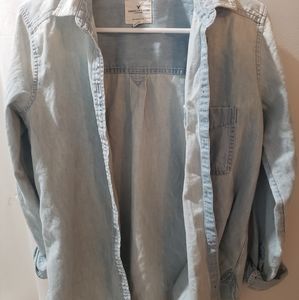 American Eagle Blue Denim Button Up